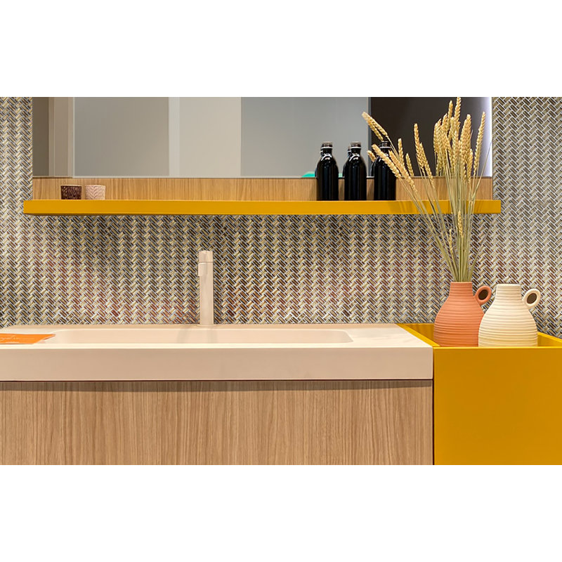 12" x 12" Glass Chevron Mosaic Wall & Floor Tile, Gold