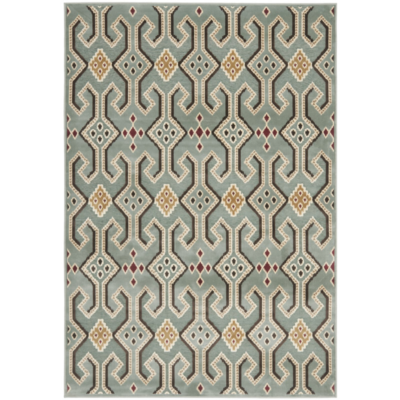 Braswell Geometric Blue Area Rug, Rectangle 2'7" x 4'