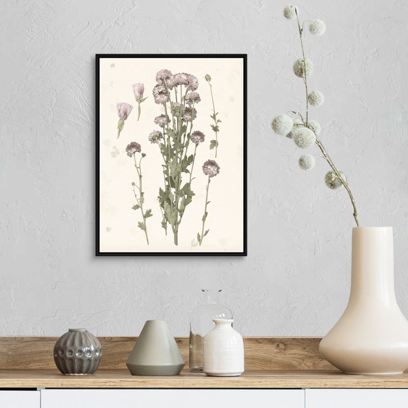Pressed Blooms I, art mural sur toile, Toile avec cadre noir, H 16 po x l 12 po x P 2 po
