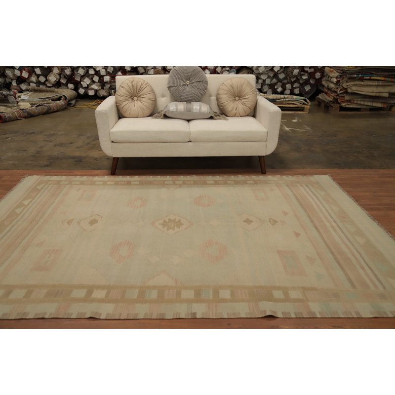 Tapis kilim chic 6 x 9 po à motif géométrique neutre
