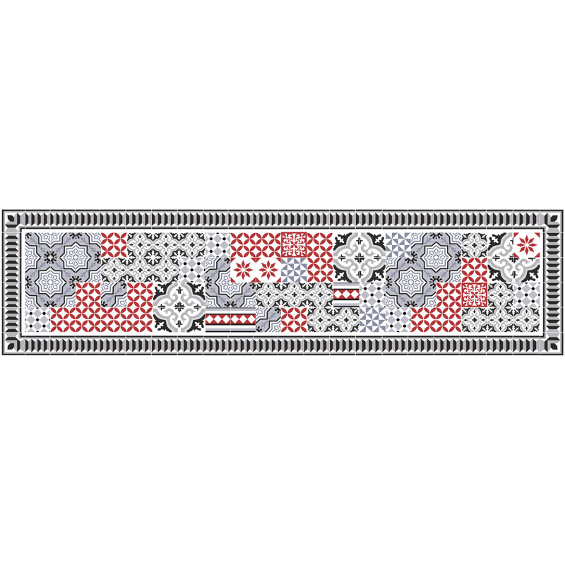 Aaheli Vinyl Machine Printed Area Rug, Rectangle 2'2" x 8'2.4"
