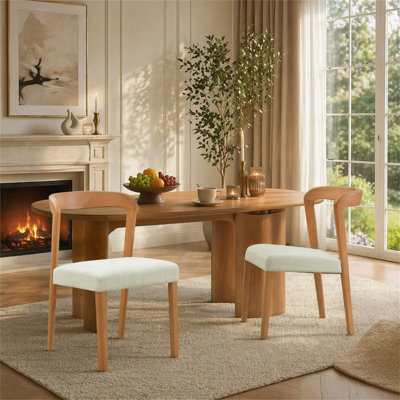 Solid Rubber Wood Dining Chairs(Set Of 2)