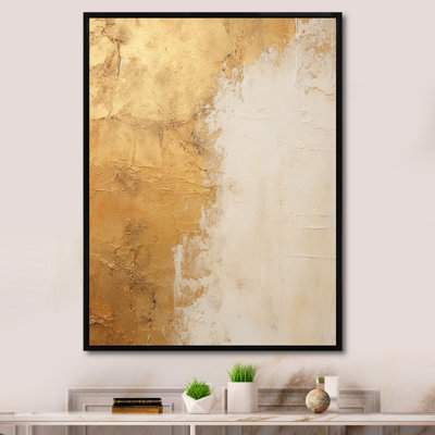 Reproduction d'art sur toile encadrée abstraite or et blanc