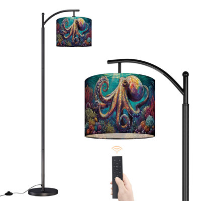 Lampe sur pied à arc avec abat-jour réglable Octopus Rainbow Scene Lampe sur pied 3 températures de couleur à intensité variable pour poteau avec interrupteur au pied pour la chambre à coucher