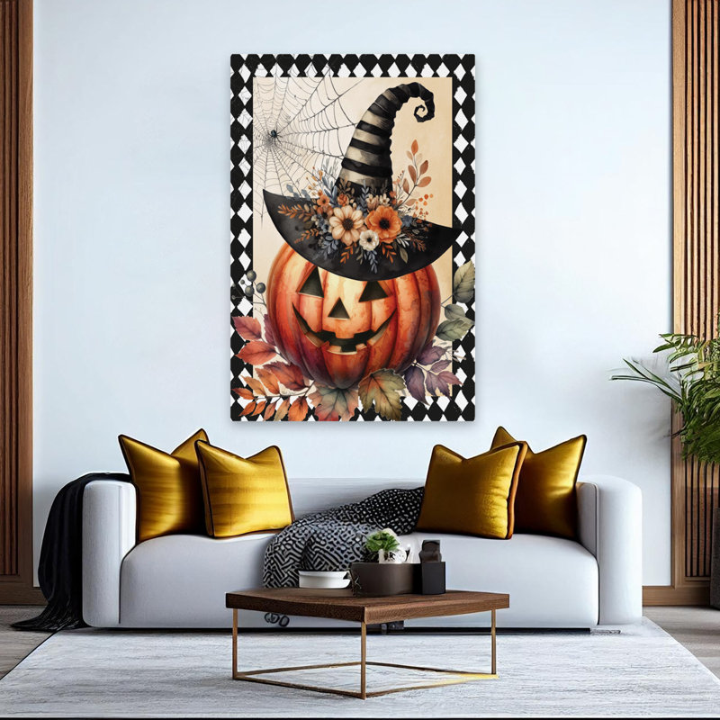 Citrouille d'Halloween rétro, H 60 po x l 40 po