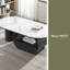 Table basse ovale de luxe moderne, table basse de 47,24 po avec tiroir de rangement, plateau en faux marbre, table centrale en métal pour le salon