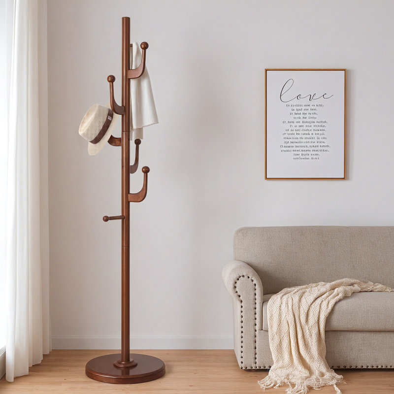 7-Hooks Solid Wood Freestanding Coat Rack