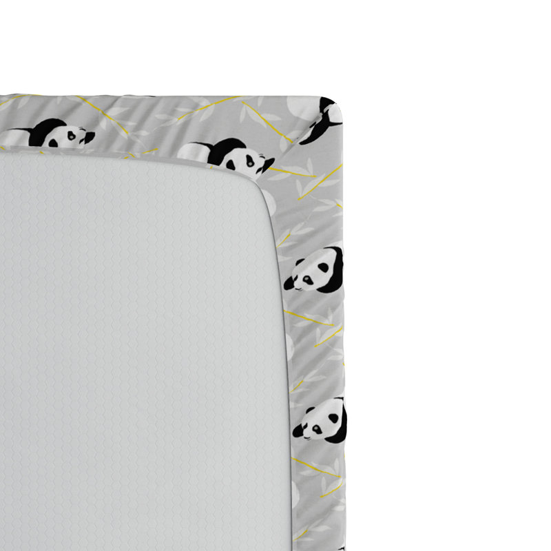 Panda Microfiber Animal Print Fitted Sheet, Full Fitted Sheet, Gray Panda