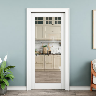 Porte de poche intérieure en verre transparent de 36 po x 80 po, dalle de porte en verre trempé sécuritaire, pouvant être peinte et imperméable, comme portes de buanderie, portes de placard, portes de pièce
