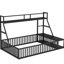Lit de sol en métal noir pour espace de lecture avec clôture, bureau et rangement, tablette