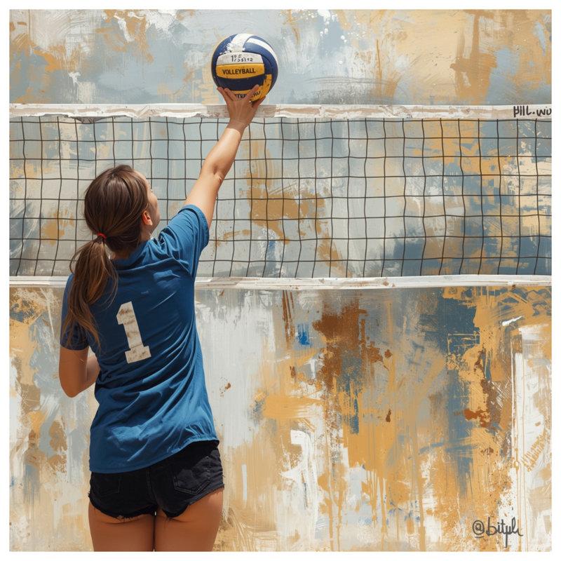 Fille jouant à l'édredon de volleyball, Très grand lit