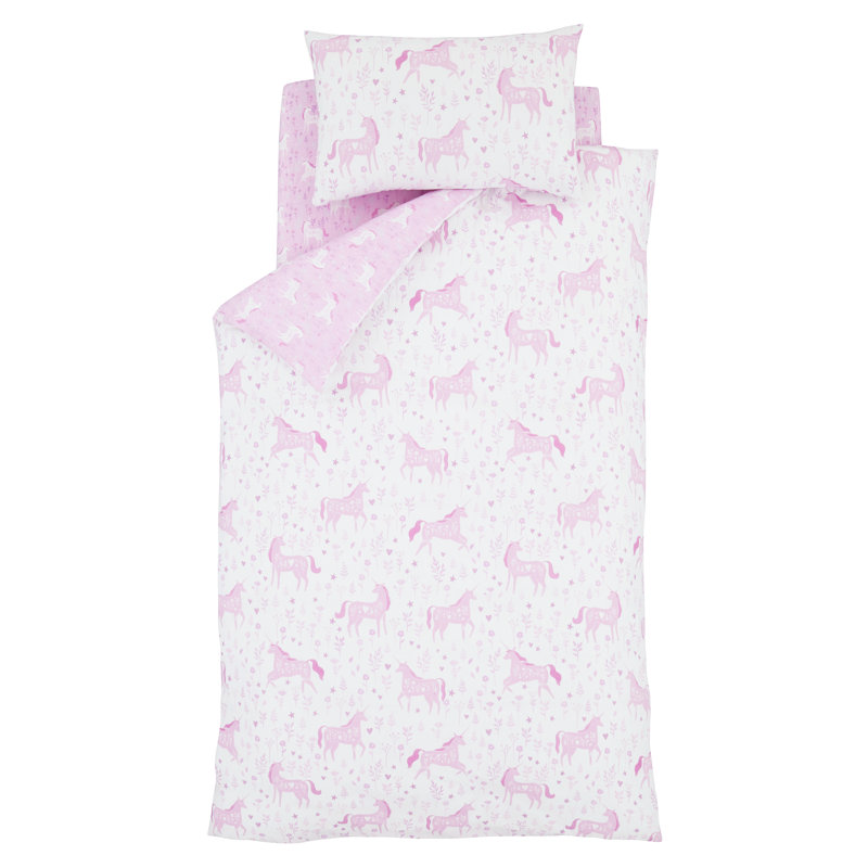 Folk Unicorn Duvet Cover Set, Toddler Duvet Cover + 1 Standard Pillowcases