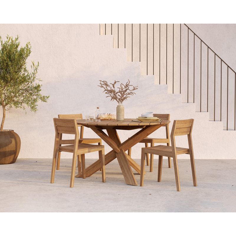 Outdoor Round Teak Dining Table, 64.2" Diameter