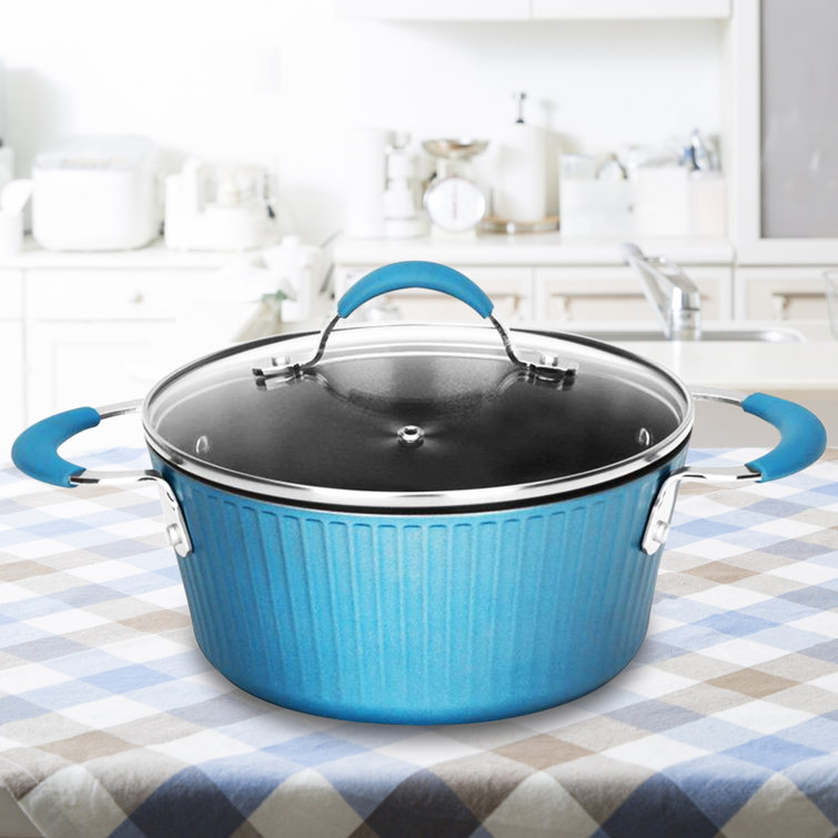 Spice by Tia Mowry - Nonstick Ceramic 3QT Teal Aluminum Dutch Oven with  Steamer 
