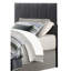 Tête de lit simple rembourrée en tissu gris, rainure verticale rembourrée pour une chambre à coucher élégante avec tête de lit en bois d'ingénierie et noyau