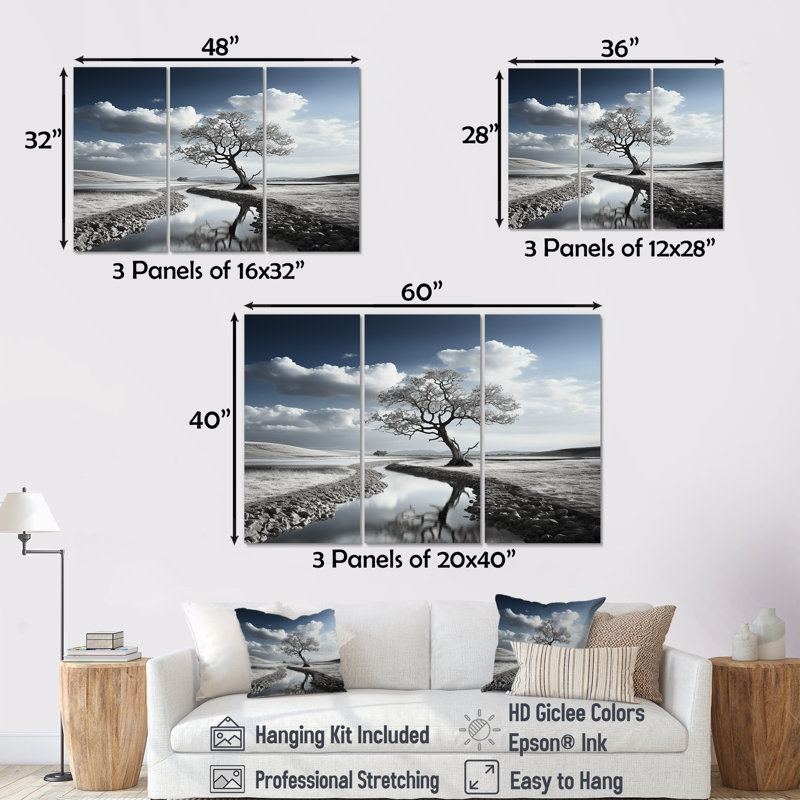 «Calming Lakes Charm Scenery - River», art mural sur toile, Toile tendue, H 40 po x l 60 po x P 1 po