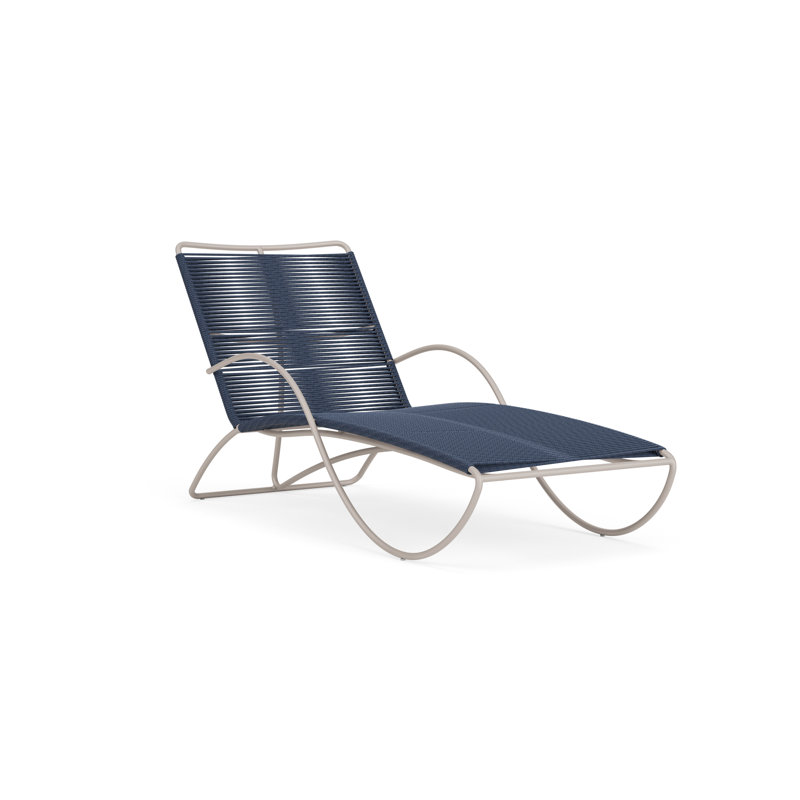 Walter Lamb Outdoor Chaise Lounge, Marine/Dove Smooth