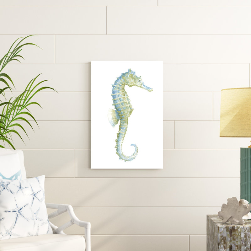 Aquarelle hippocampe I, H 30 po x l 20 po x P 1,25 po