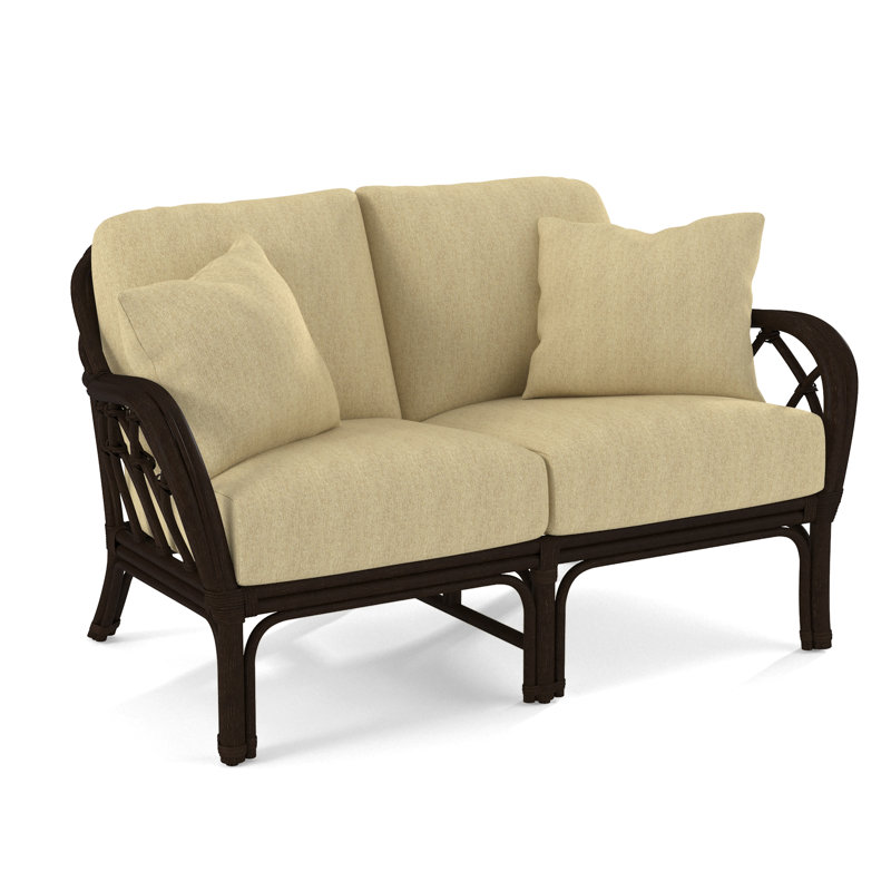Edgewater Upholstered 56'' Loveseat, Beige Sugar Performance; 0863-93, Aged Barrel