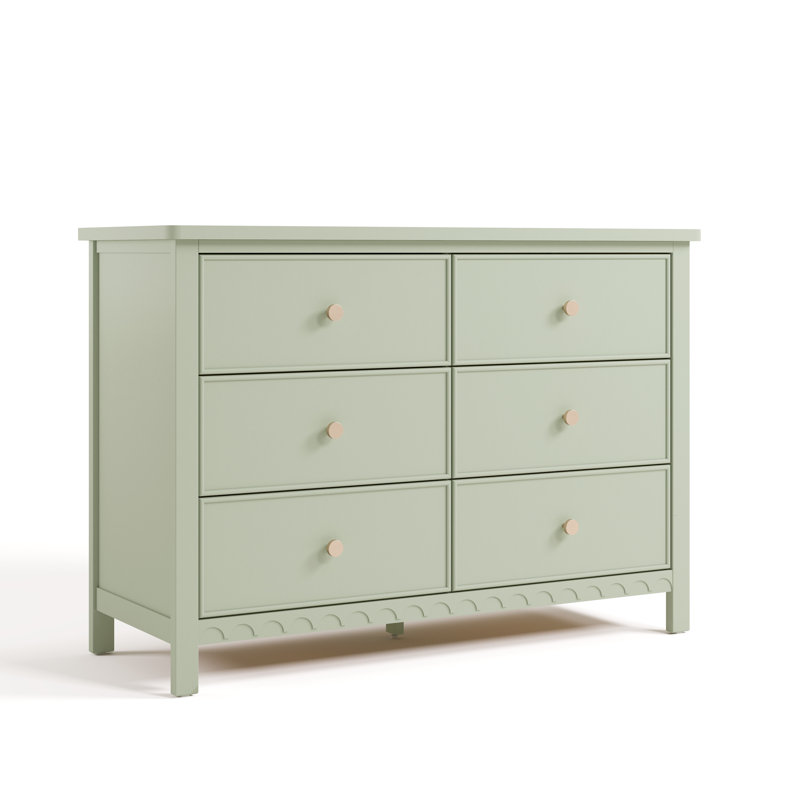 Commode double 6 tiroirs Sasha, Vert