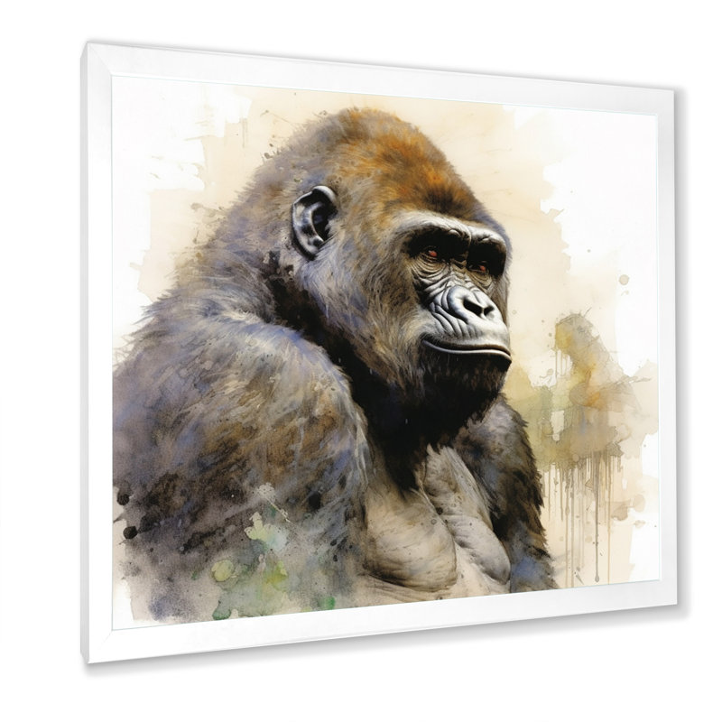 «Powerful Gorilla Primer I» sur toile, H 36 po x l 36 po x P 1,5 po, Cadre simple blanc