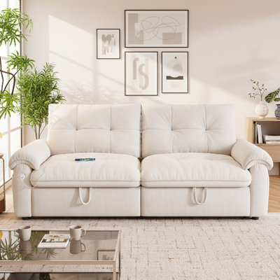 77'' Wide Convertible Sofa with Adjustable Back