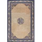 Floral Medallion 1920s Hand Knotted Pile Coral / Salmon Pink Wool Rectangle Antique Rug