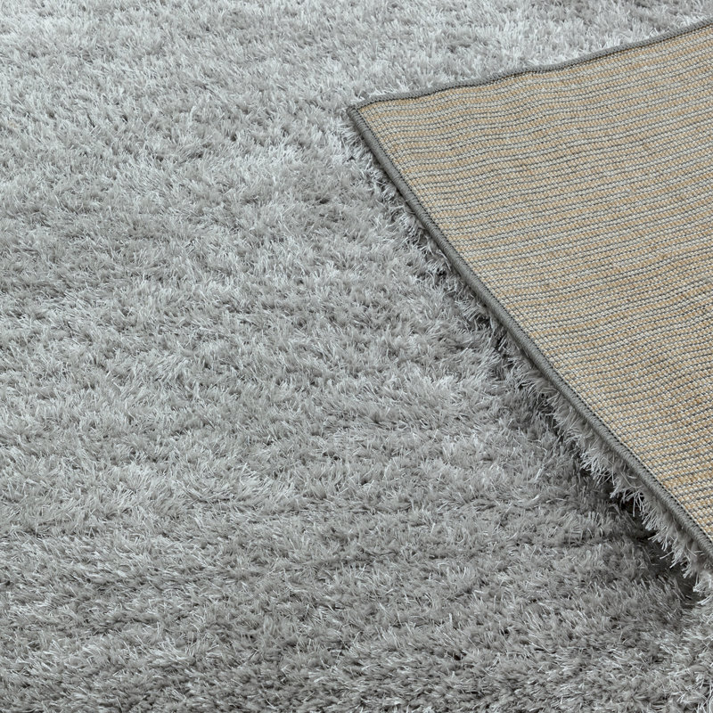 Natonia Shiny Shaggy Silver Area Rug, Rectangle 200 x 290cm