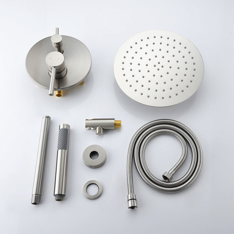 Pomme de douche 10 pouces et unité portable en nickel brossé pour une décoration confortable dans la salle de bain