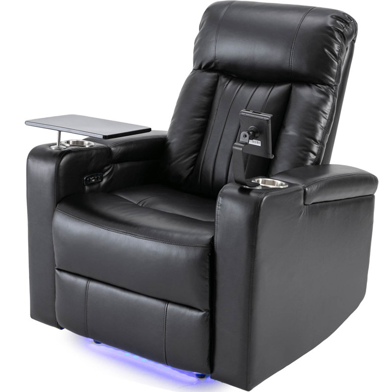 Modern Premium Power Recliner with Storage Arms, Cupholders, Swivel Tray Table and Cell Phone Stand