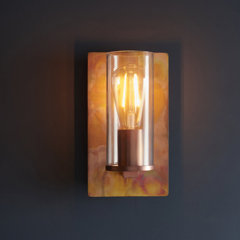 Alzahraa 1 -Light LED Dimmable Hardwired Armed Sconce, Copper Patina
