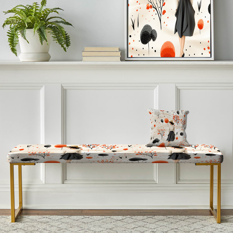 Banc rembourré Utterback - Or Mid-Century