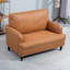 Chaise d'appoint moderne, fauteuil rembourré avec pieds tournés, brun