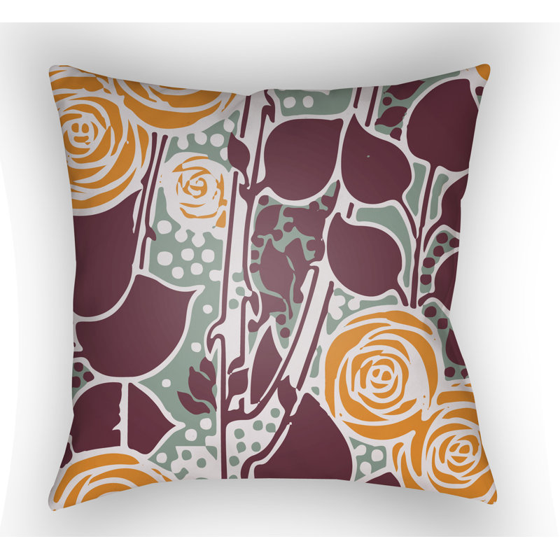 Chinoiserie Floral Floral Throw Pillow, 20" H x 20" W x 4" D, Mauve