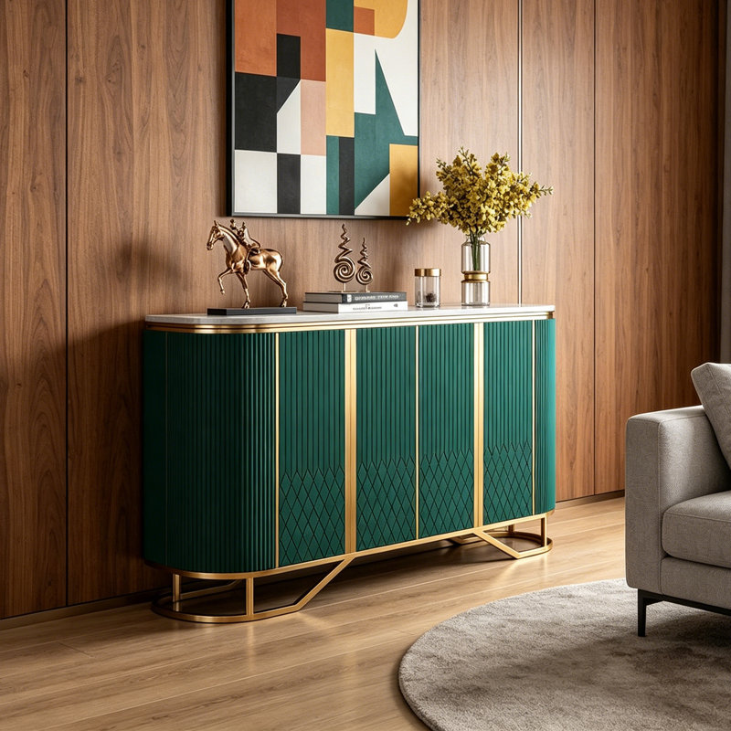 Buffet multifonctionnel de style italien, H 35,43 po x l 59,06 po x P 15,75 po, Vert