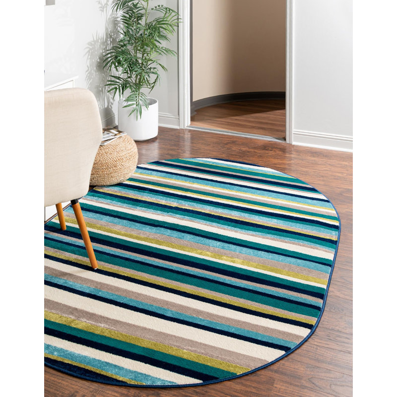 Analiese Striped Indoor Rug, Oval 7'10" x 10'