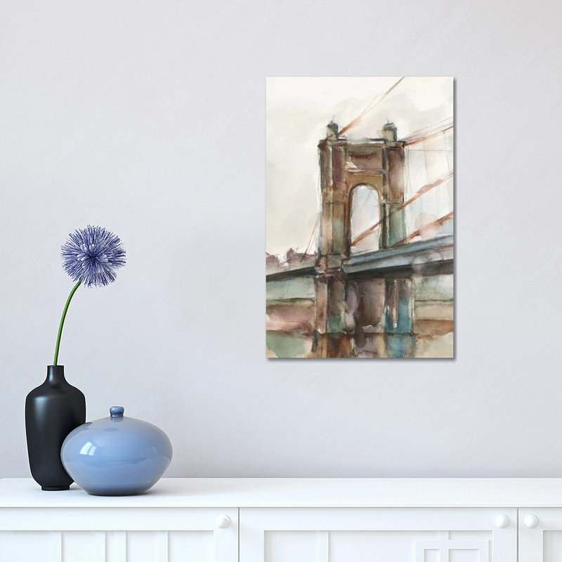 «Bridge at Sunset I» par Ethan Harper - reproduction d'art, H 18 po x l 12 po x 1,5 po, Toile tendue, Pas de tapis