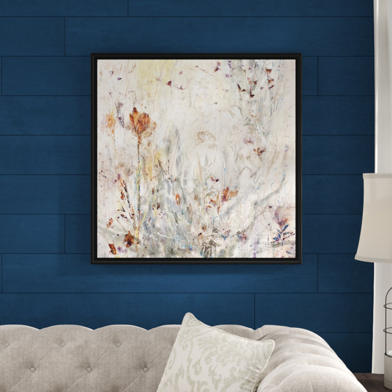 « natural luxe », peinture sur toile, Cadre flottant noir, H 31,7 po x l 31,7 po x p 1,75 po