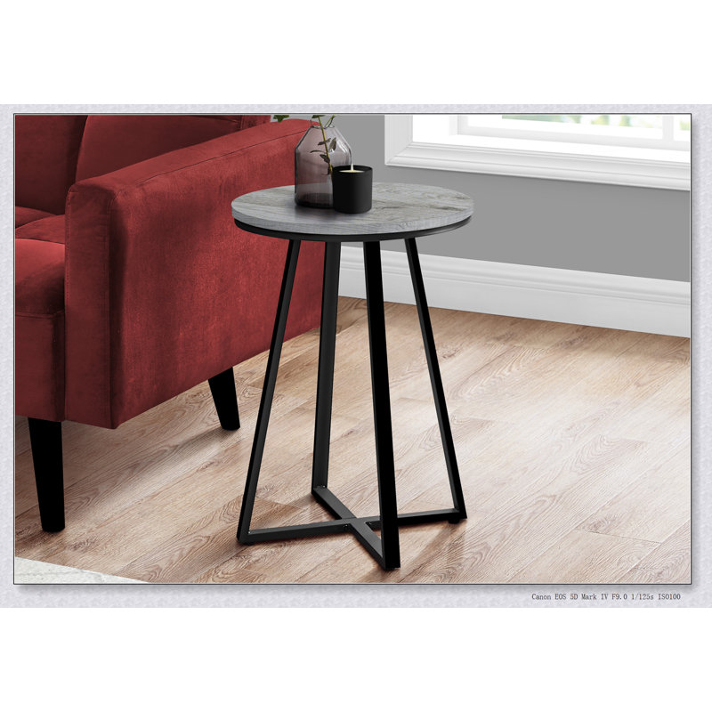 Table d'appoint élégante et moderne avec plateau en stratifié gris et base en X durable, parfaite pour le salon ou la chambre à coucher