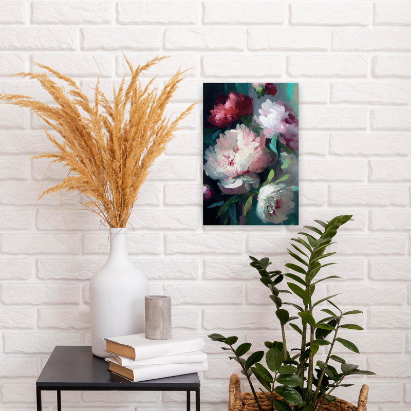 Art mural abstrait contemporain pivoines Lucious