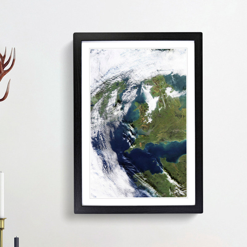 Clouds over Ireland and Great Britain - Picture Frame Photograph Print, Black Framed, 65cm H x 48cm W x 2cm D