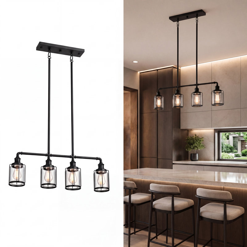 Luminaire suspendu pour îlot de cuisine 4 lumières