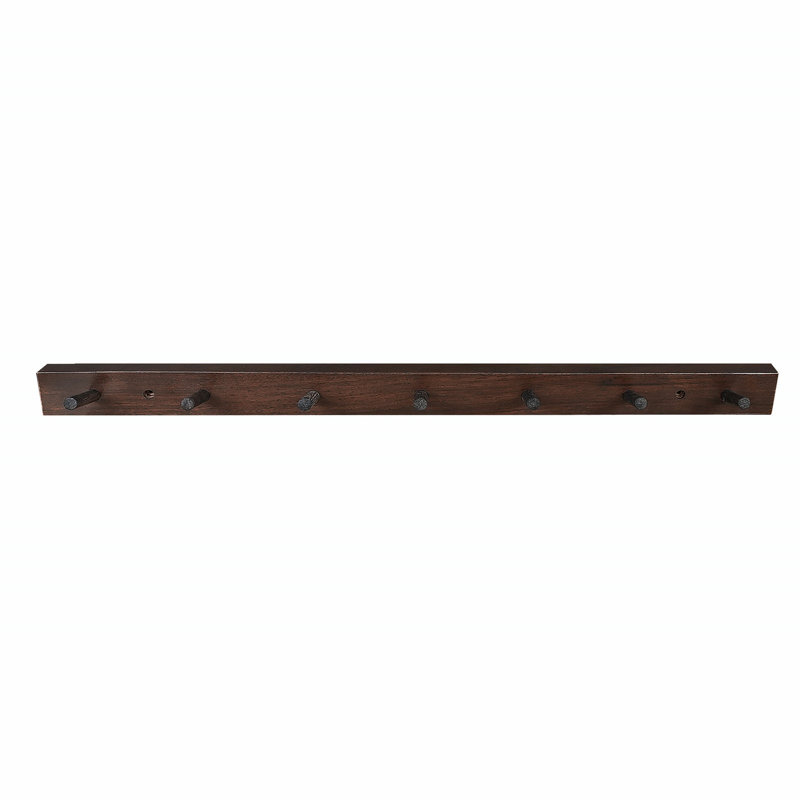 Wall Mounted Coat Rack, 2" H x 15.75 " W x 0.75" D, Dark Walnut
