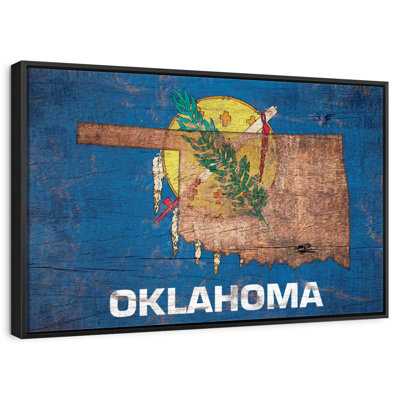State Map Over Oklahoma Flag
