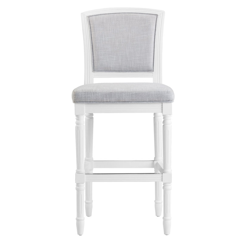 Tabouret de bar Charleston blanc de 79 cm (31 po) avec siège et dossier rembourrés gris., White/Brown, 31