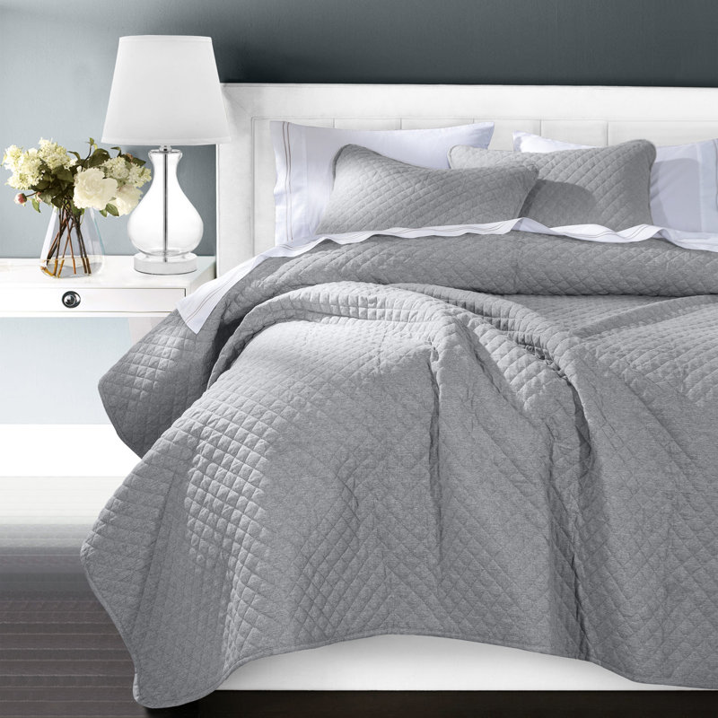 Ensemble de couvre-lit matelassé Anna, Gris, Couvre-lit simple et 1 taie standard