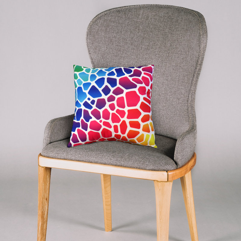 Animal Print Reversible Throw Pillow, Rainbow Gradient