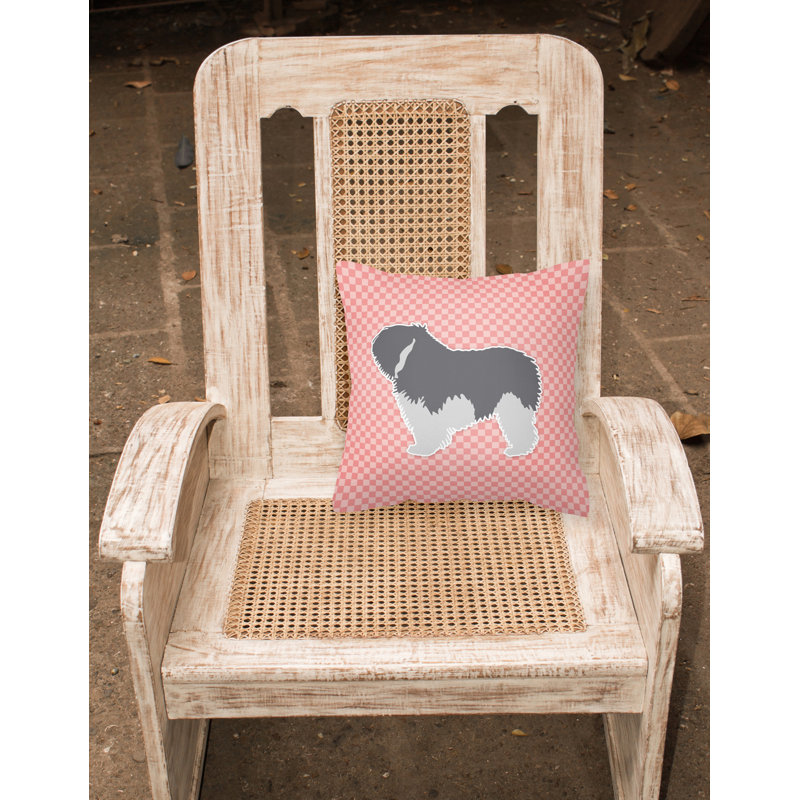 Coussin intérieur/extérieur Polish Lowland Sheepdog, H 18 po x l 18 po x P 3 po, Rose