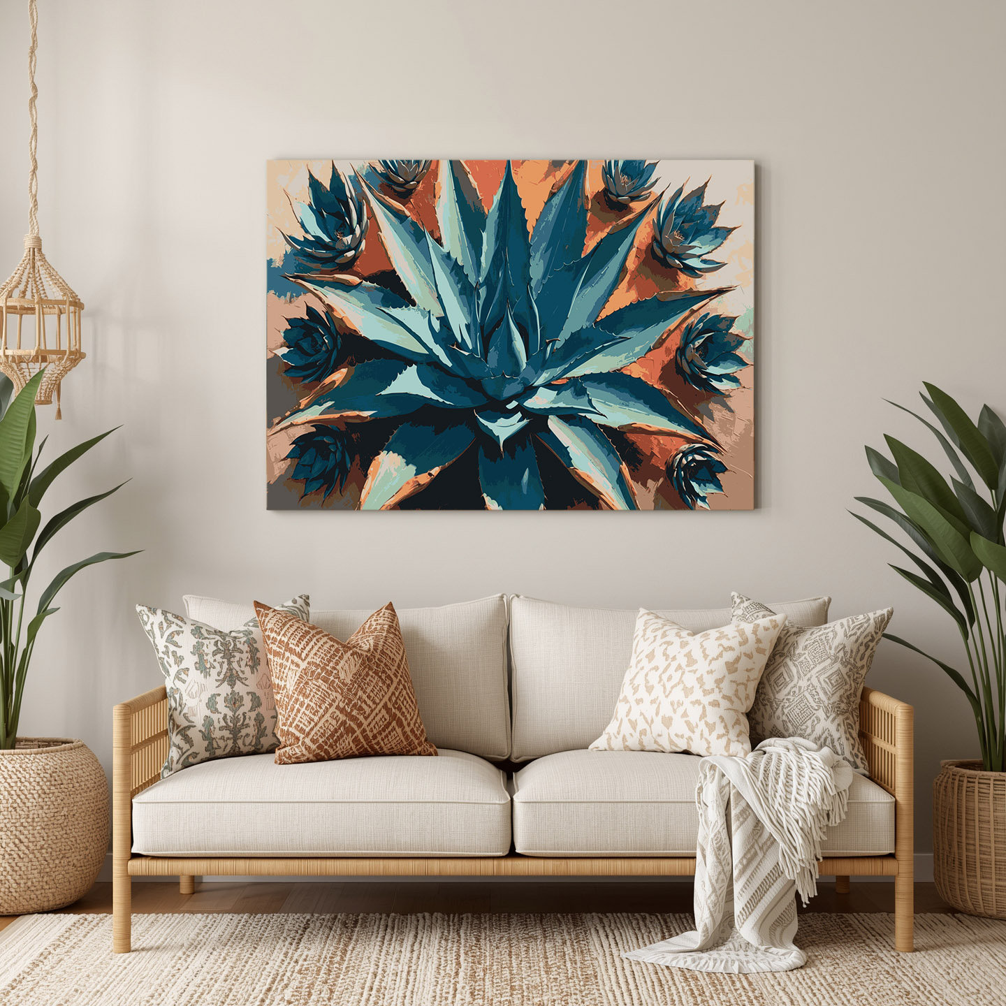 Hokku Designs Southwestern Plants Agave Plant 146 Gray Metal Wall Art ...