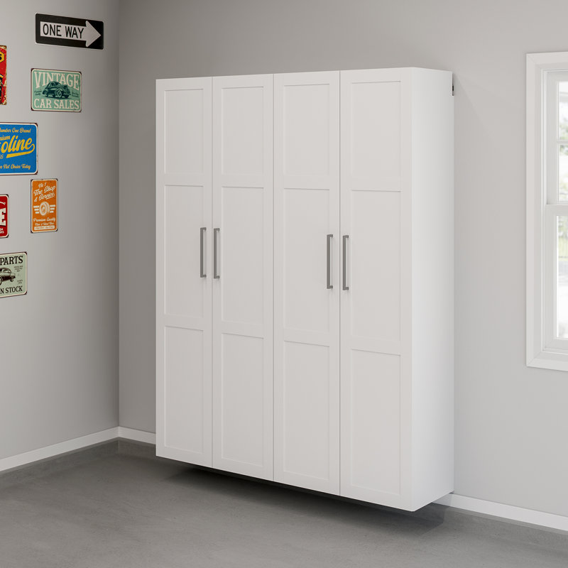 Garage Core 2 Shallow Cab W/Doors In White, 83.07"H x 67.72"W x 16.22"D